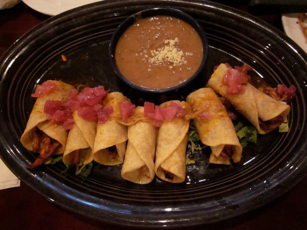 Deerfield Beach, Florida Yucatecan style pibil taquitos at Mexican restaurant.