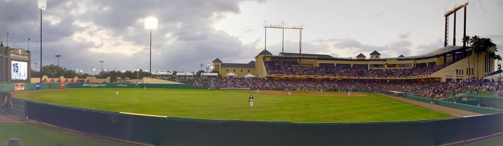 Braves v Tigers spring training game at the ESPN Wide World of Sports baseball stadium 2017