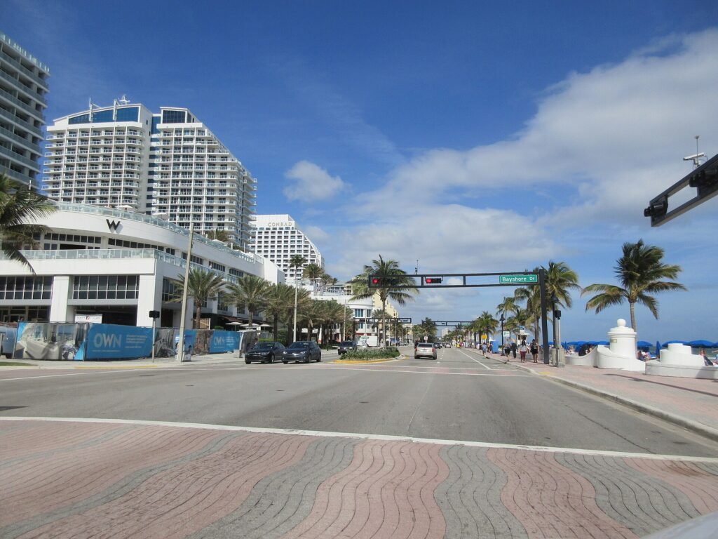 Along the beach strip. Fort Lauderdale Florida - A1A beachfront, January 2018