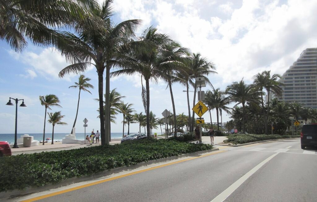 Along the beach strip. Fort Lauderdale Florida - A1A beachfront, January 2018