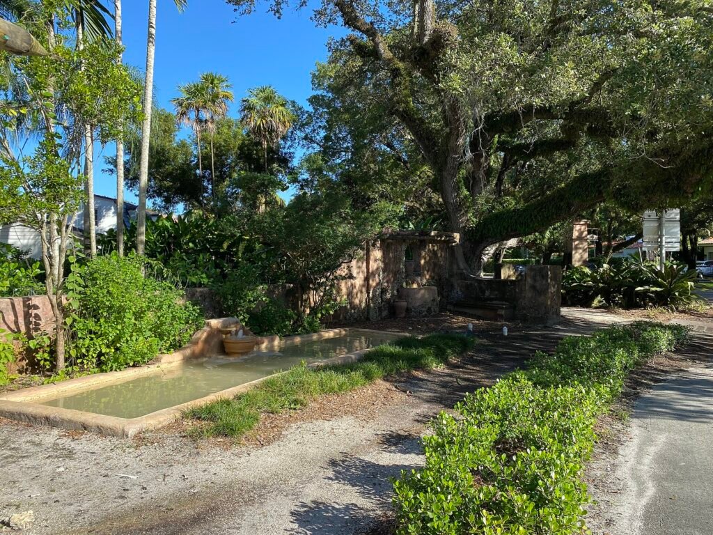 Historic Ponce de Leon Plaza in Coral Gables Florida from the 1920s