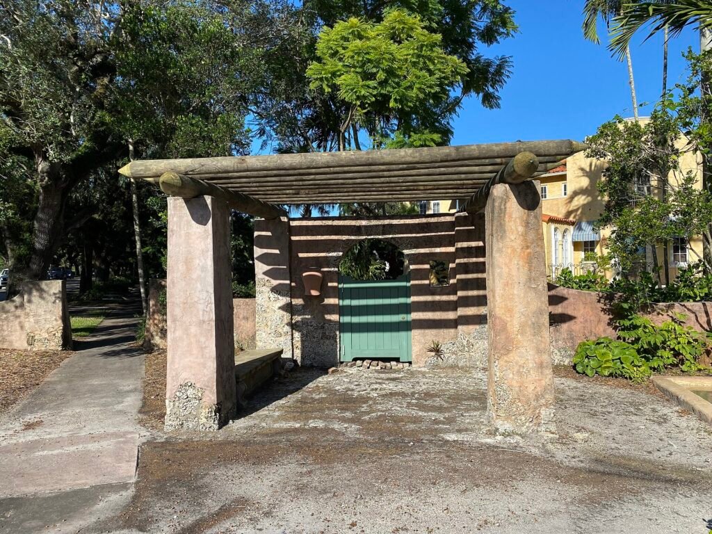 Historic Ponce de Leon Plaza in Coral Gables Florida from the 1920s