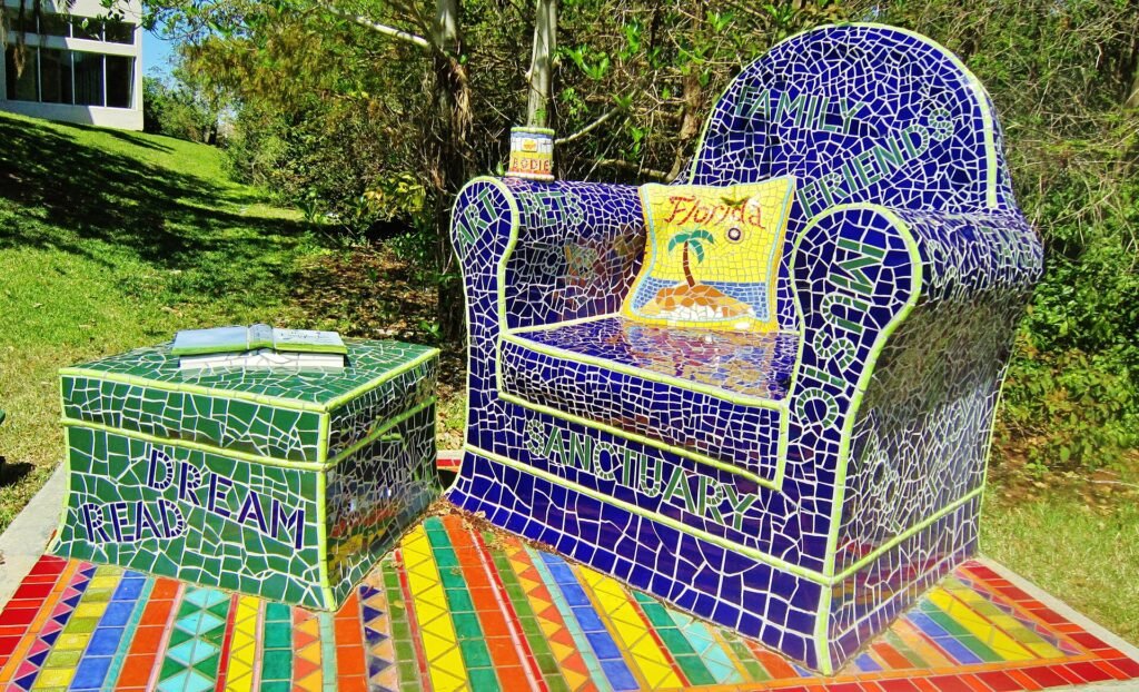 In the garden of Coral Springs Museum of Arts in Florida