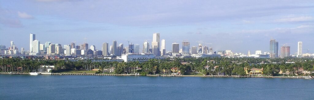 Miami skyline as seen from Miami Beach (Southbeach).