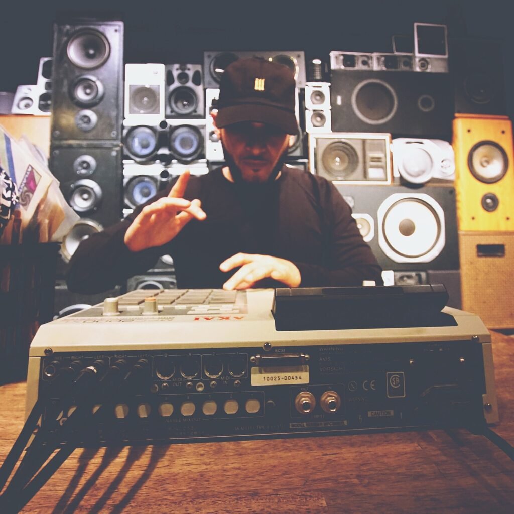 March, 2016 STREETRUNNER working on his Akai MPC 2000XL at Fort Loud.