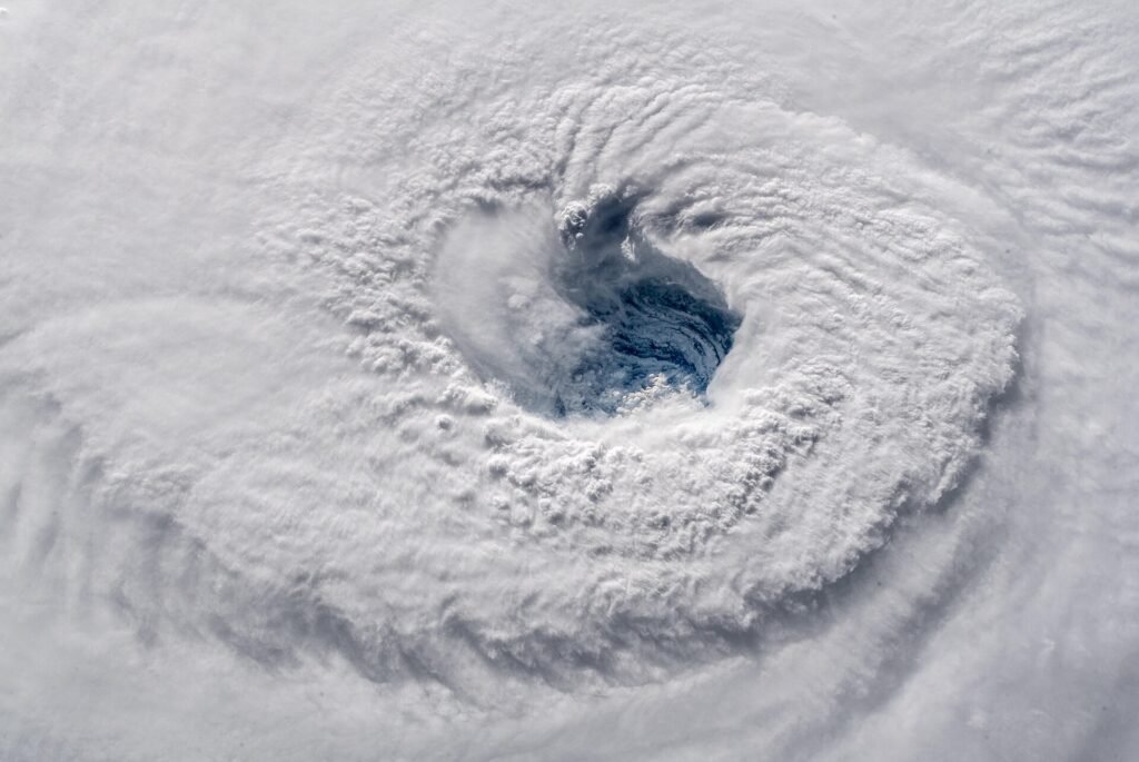 Photo taken of Hurricane Florence convection with deep eyewall in Atlantic Sea from ISS by astronaut Alexander Gerst: Ev