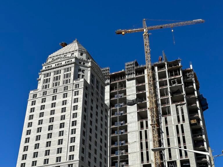 The Historic Old Dade County Courthouse and the New Courthouse Under Construction, Miami FL, March 2023