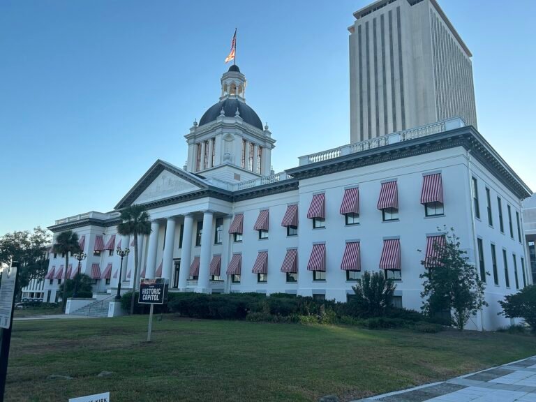 The Old/Historic Florida Capitol Building in the foreground. The New Capitol is visible in the Background. The Florida C