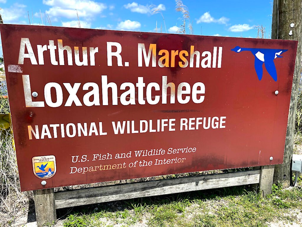 Loxahatchee National Wildlife Refuge sign at the Hillsboro Area levee trailhead